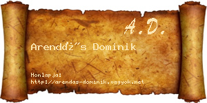 Arendás Dominik névjegykártya
